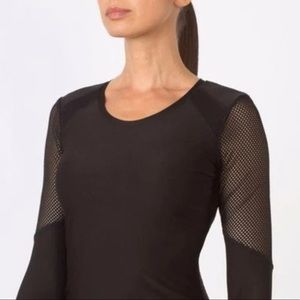 Grey MPG Continuity Long Sleeve Mesh top